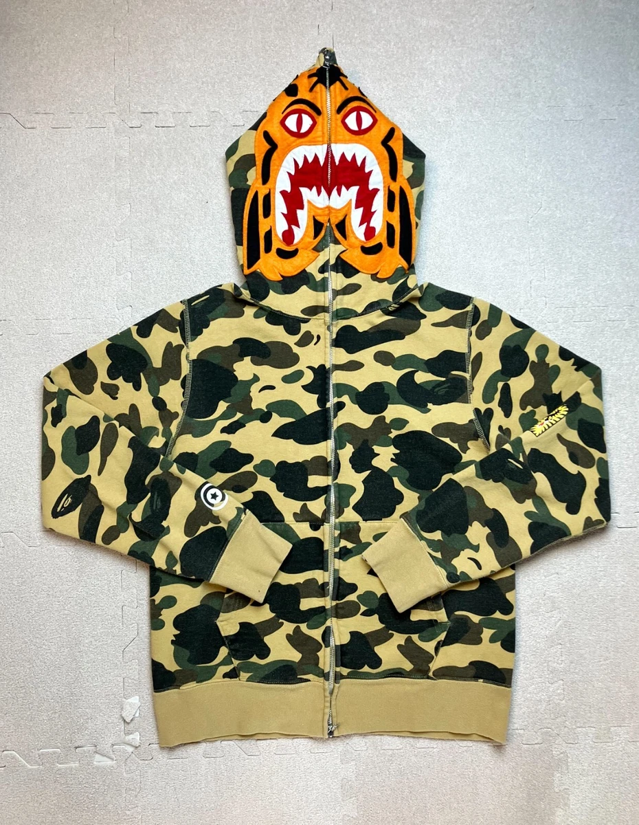 Kids Bape Camo Shark Hoodie - Yellow