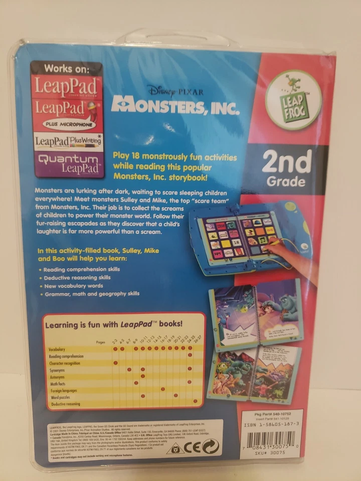 Leap Frog Leap Pad Monsters Inc. 2nd Grade Reading Storybook  - Image 2 of 2