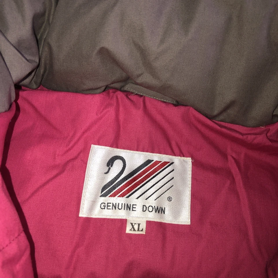 SWAN 复古 20 世纪 80 年代正品羽毛羽绒滑雪夹克外套连帽 XL 女式 — 第 2/4 张图片