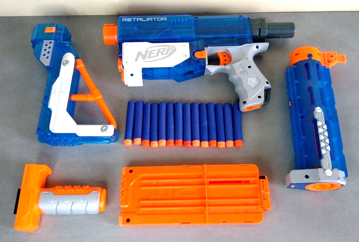 Pistolet Fusil Sniper NERF N-STRIKE RETALIATOR Bleu 65cm + 14 Fléchettes  TBE 5010994658106