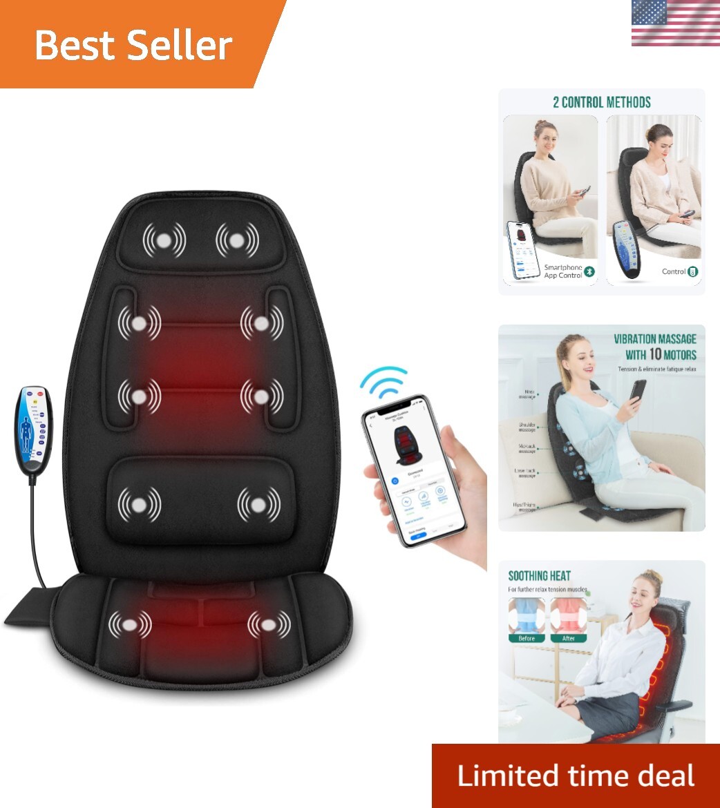 Smartphone Controlled Massage Seat Cushion with Heat and Memory Foam Pad-image