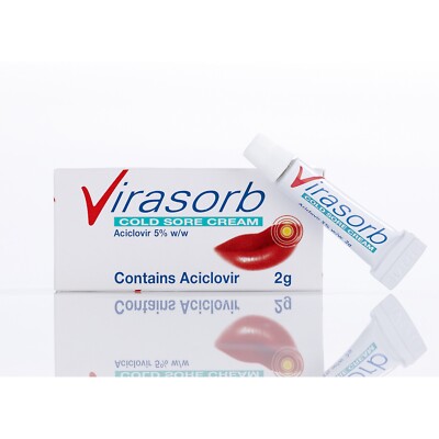 Cold Sore Cream (Virasorb) 5% w/w 2g Lip Virus Treatment