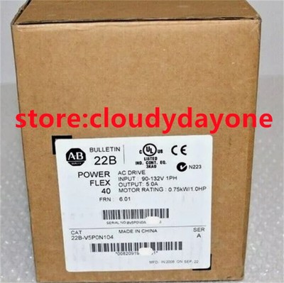 New Sealed Allen Bradley 22B-V5P0N104 /A  PowerFlex 40- 0.75 kW (1 HP) AC Drive
