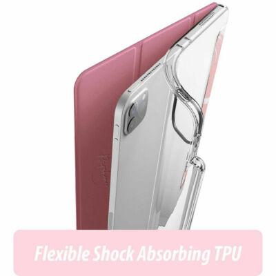 For Apple iPad Pro 12.9 (2020&2018) Tablet Smart Cover with Pencil Holder Pink
