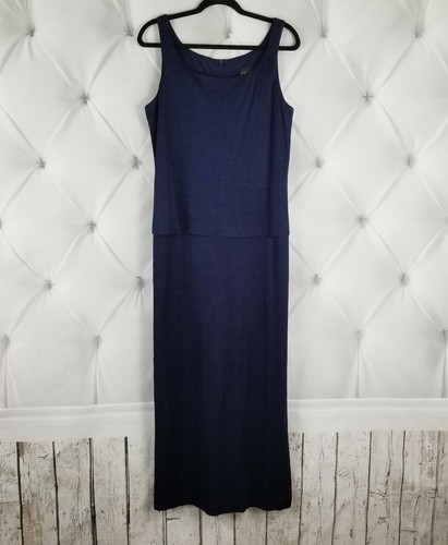 Alex Evenings Dress Suit 2PC Womens 12 Blue Textured Jacket Metallic Sparkle VTG - Picture 6 of 12