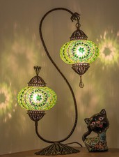 Turkish Mosaic Lamp - Handmade Table Lamp with Filigree Base, Boho Decor Gift