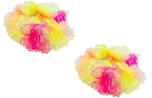 Cabello fruncido de gasa cola de caballo bobble volantes satén borde floral - Imagen 5 de 8