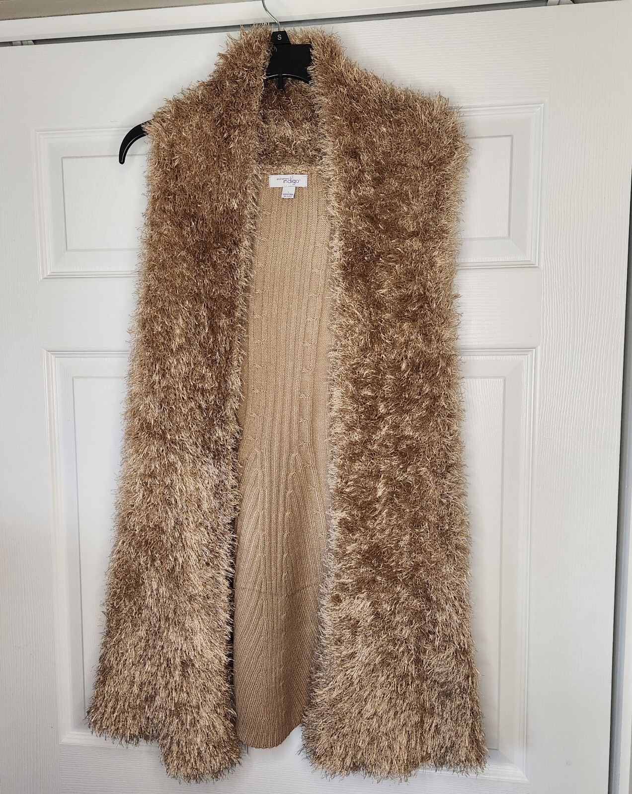 Great Northwest Indigo Open Front Fluffy Cableknit Back Size L Cardigan (155)