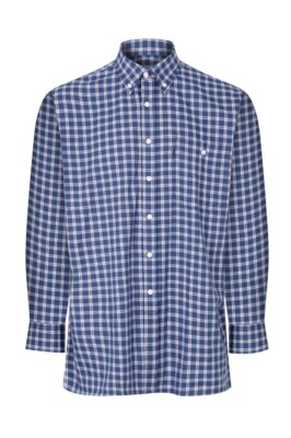 Herren Champion Langarm Country Style Ashbourne blau kariertes Hemd