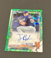 2021 BOWMAN CHROME JOSE BUTTO GREEN ATOMIC REFRACTOR AUTO RC #’d 97/99!