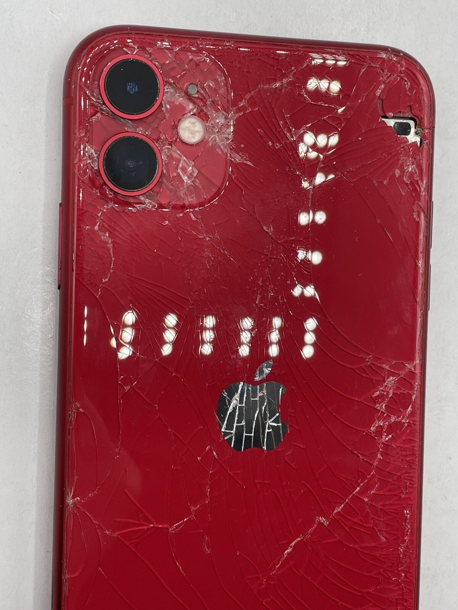 Apple iPhone 11 64GB RED ひび割れあり（NW制限△(赤ロム永久