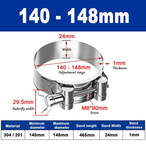 Butterfly Wing 306/201 Stainless Steel Jubilee Type Hose Pipe Clips 17mm - 252mm - Picture 31 of 39