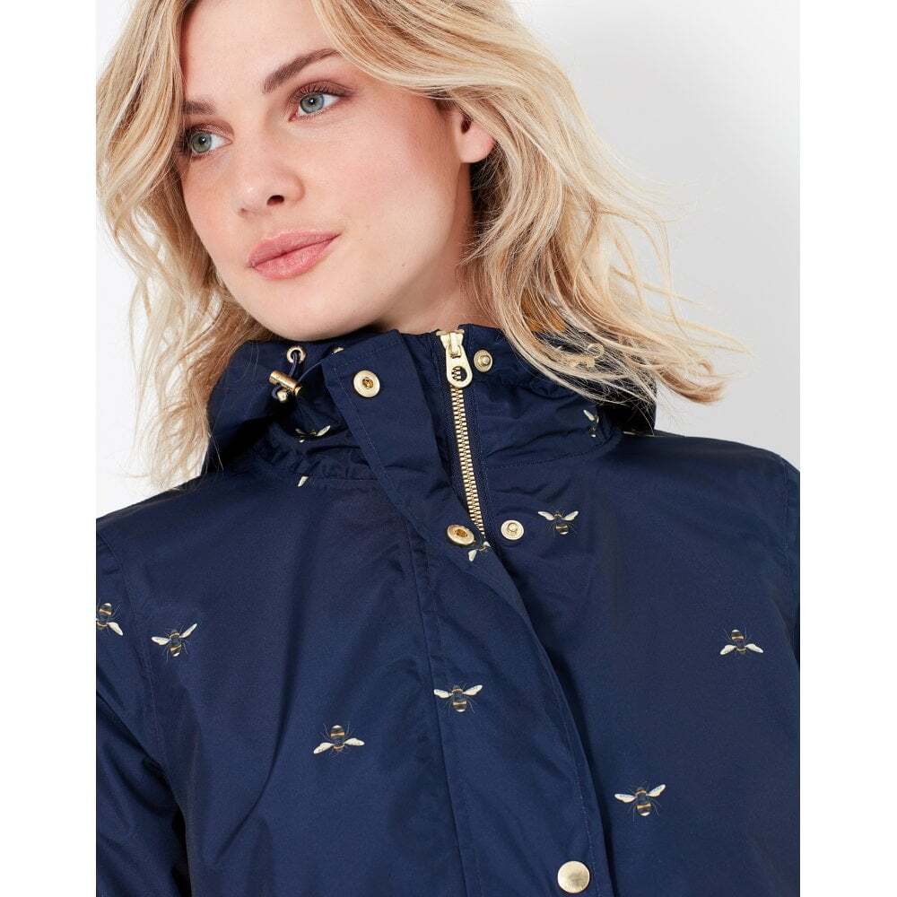 Joules Waybridge Womens Waterproof Raincoat Mesh Lining Navy Bees