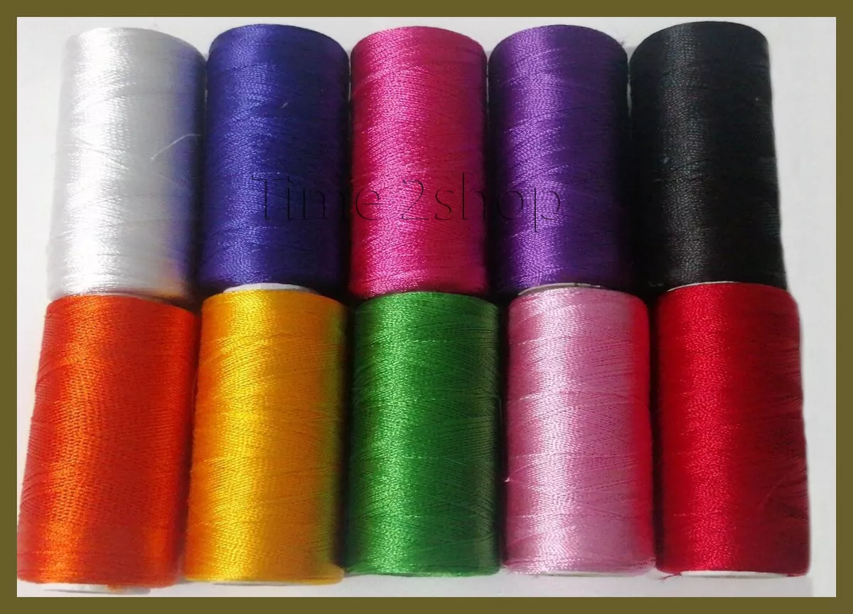 10 Silk Rayon Embroidery Machine Thread Strong Spools Solid basic 10 Colors  uk