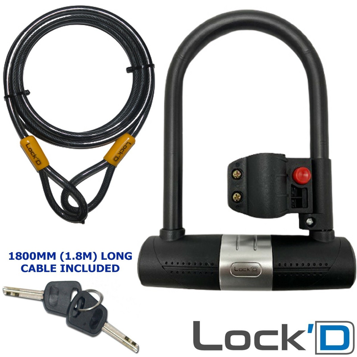 U Shaped Bike Lock With Two Keys Heavy Duty Cable With