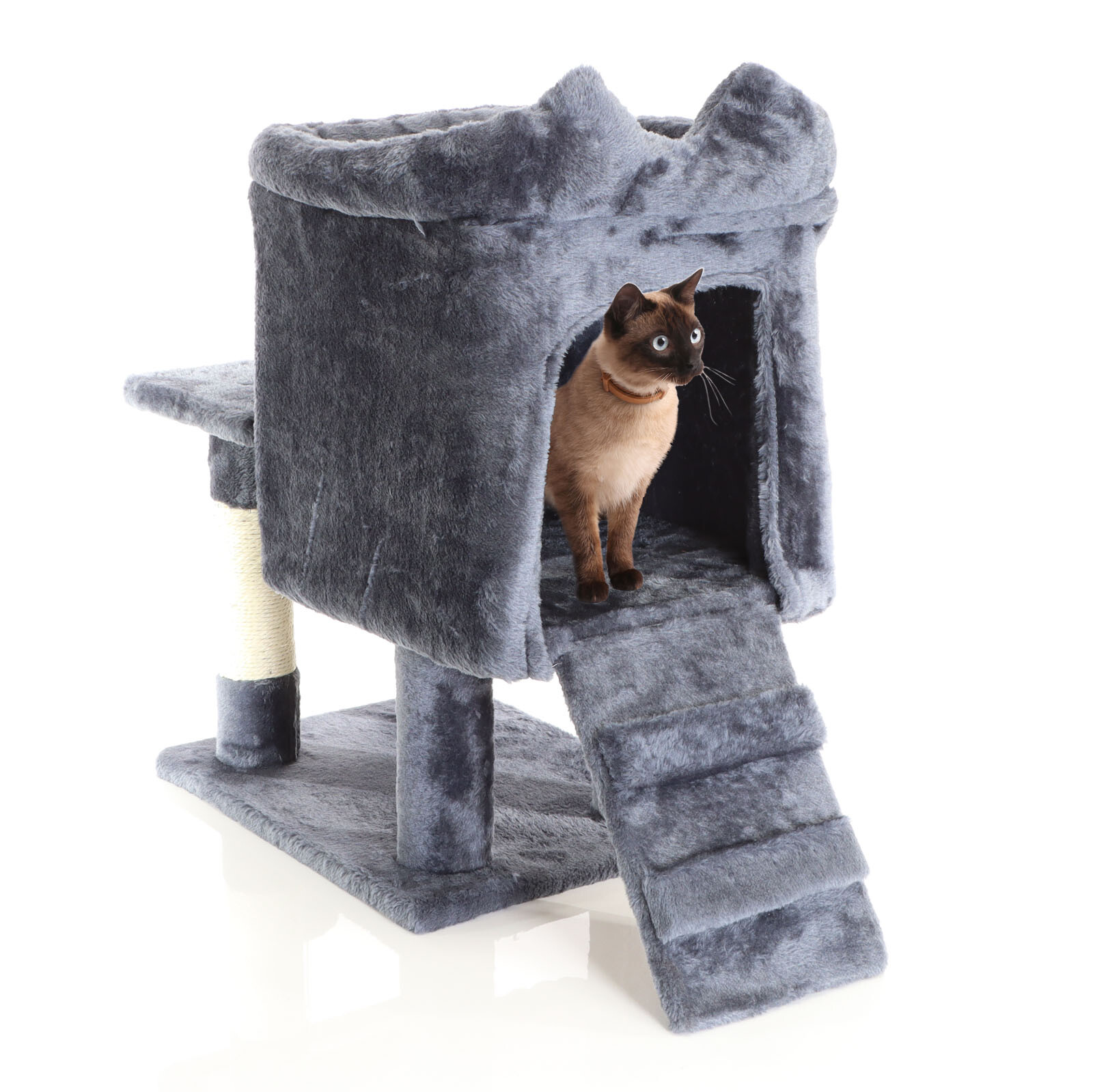Fudajo Albero tiragraffi grigio scuro 60cm con casetta per gatti tronco e...