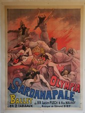 AFFICHE ORIGINALE D 'ÉPOQUE.OLYMPIA. SARDANAPALE.ARTISTE CHOUBRAC.. 