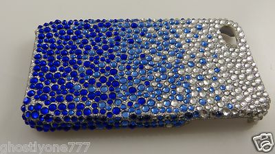 cover for Iphone 4S phone case crystals blues and clear bling