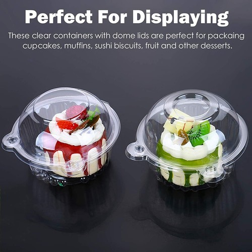 200pcs Clear Plastic Disposable Cupcake Case Muffin Dome Holder Box Container D - Picture 5 of 12