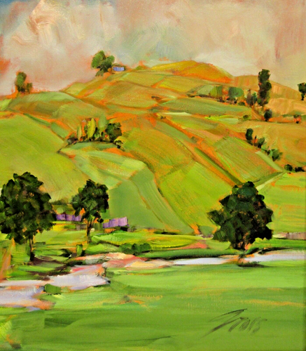 Original David Gross signiertes und gerahmtes Landschaftsgemälde mit dem Titel Green Country - Bild 6 von 10
