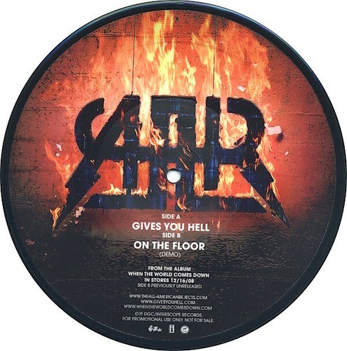 All American Rejects PICTURE vinyl 7" Gives You Hell b/w On The Floor-Demo PROMO - Picture 2 of 2