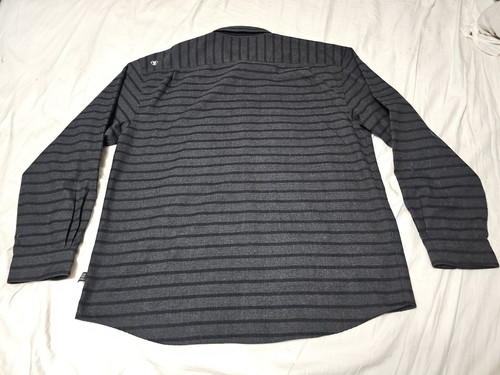Camicia Howler Brothers grigia a righe in flanella pesante con bottoni manica lunga 2XL - Foto 3 di 16