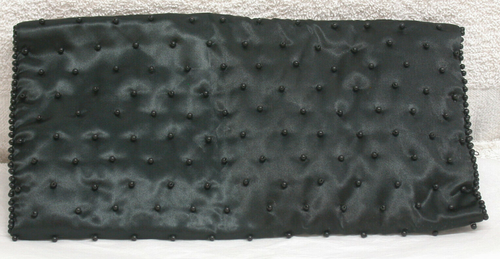 BON SOIR Black Satin Beaded Evening Clutch - Made in Japan with Italian Beads - Picture 2 of 8