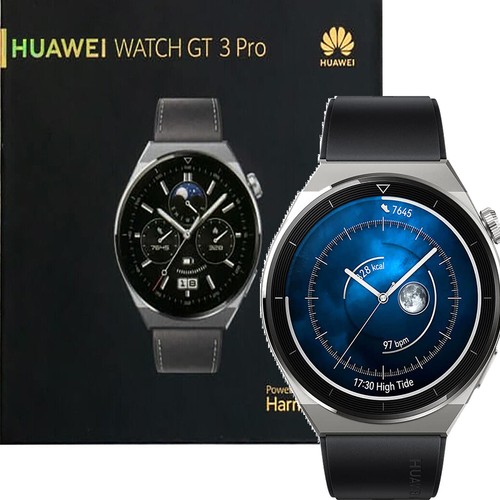 Huawei Watch GT 3 Pro (46mm) Black Silicone Bluetooth Smartwatch NEW - Afbeelding 1 van 6