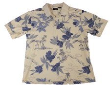 Men's Arrow Pullover Hawaiian Floral Shirt Size Large Light Yellow and Blue