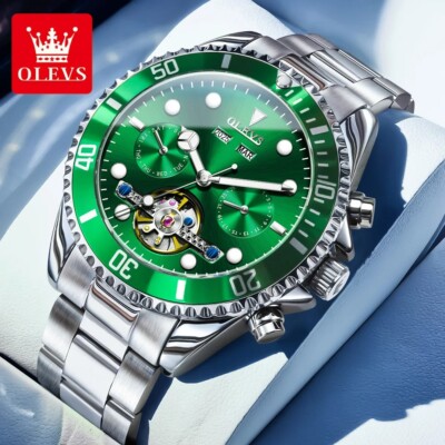 Automatic Mechanical Waterproof Watch Men's OLEVS Men Stainless Steel Strap