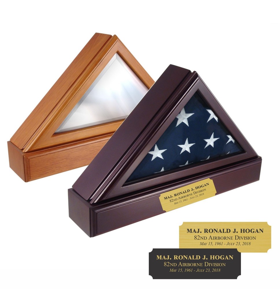 ENGRAVED NAME PLATE FOR FLAG CASE / MILITARY MEMORIAL BURIAL CASKET PERSONALIZED