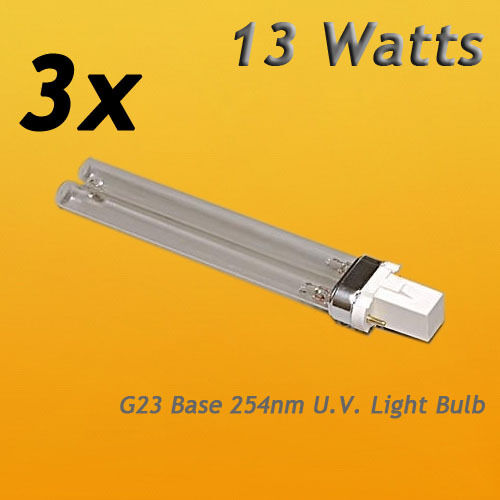 Replacement 3pcs 13w 13 Watts UV bulb G23 bulb Filter Sterilizer Clarifier UVC - Picture 1 of 1