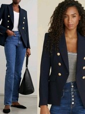 Veronica beard miller blazer jacket navy blue gold buttons size 6