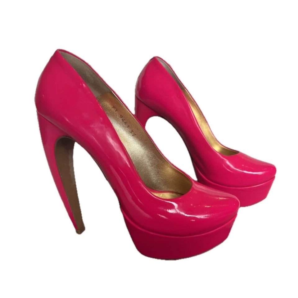 Sapatos femininos Walter Steiger salto unicórnio rosa biqueira fechada plataforma Itália UE 40 - Imagem 3 de 4