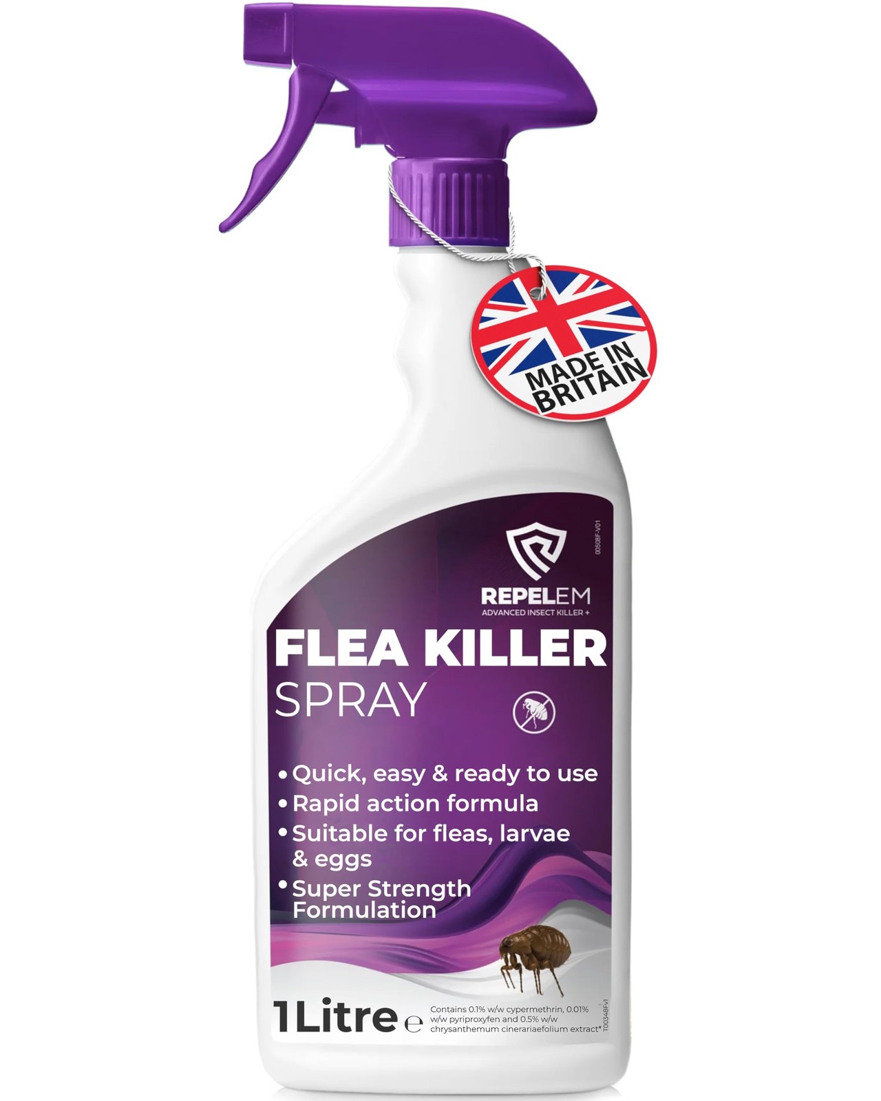 REPELEM Flea Spray for The Home - Professional 1 l (Pack of 1), White