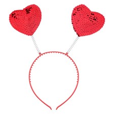 Valentines Day Heart Headband Red Sequin LoveShaped Head Boppers Party