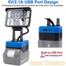 Portable Adjustable Outdoor LED Work Light For Makita 18V Lithium Battery w/USB