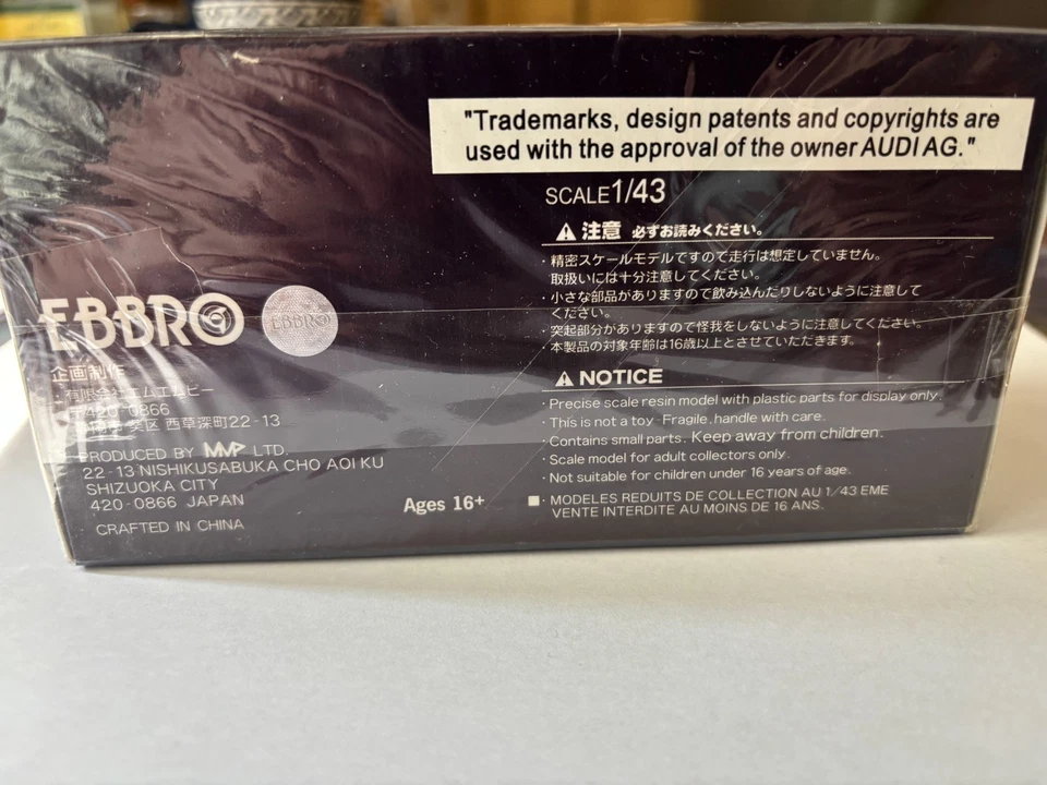 2013 Audi R8 LMS Zent Ultra SuperGT300 Okayama Test 1:43 Ebbro 44948- - Image 4 of 4