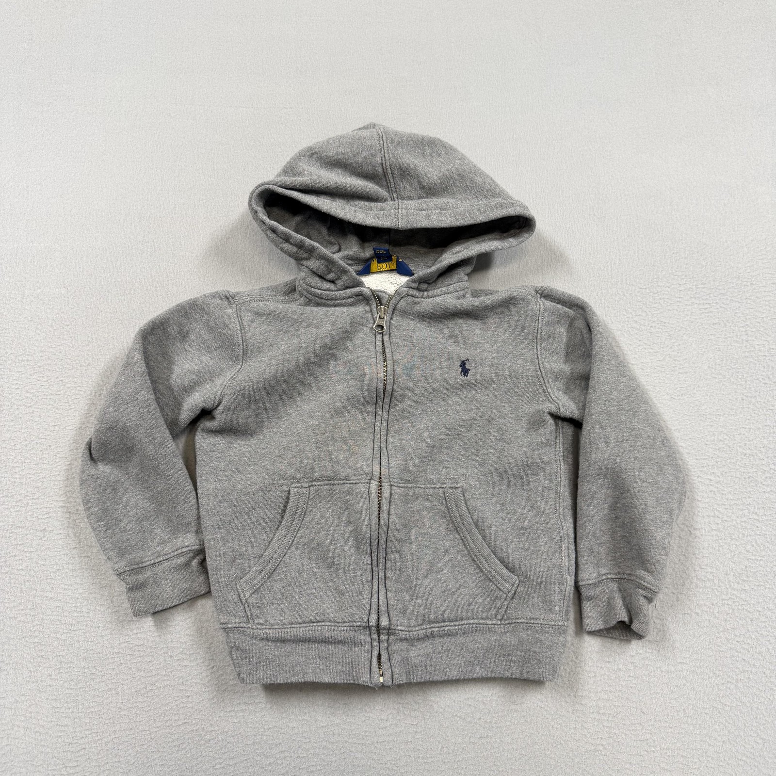 Polo Ralph Lauren Hoodie Youth 5 Gray Full Zip Fleece Pony Logo Sweatshirt