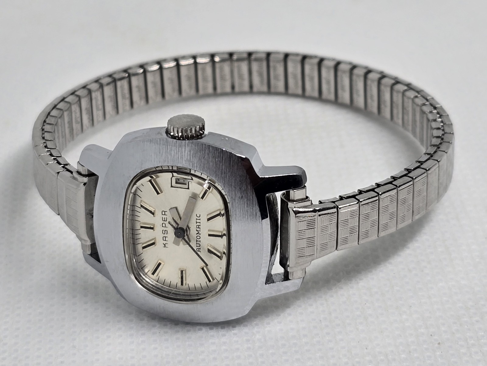 Women's Kasper Automatic Rectangle Date Silver To… - image 6