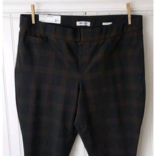 NWT Dark Academia Brown Plaid Stretch Ponte Skinny Pants XXL Preppy Office Siren