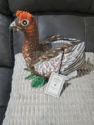 John Derian Target 2025 Fall Shaped Beaded Grouse 16''X8'' Pillow NWT