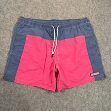 Vineyard Vines Navy Blue Red Color Block Pieced Swim Trunks Shorts Men's Size XL