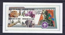 1998 Niger Scouts wild animals giraffe hippo elephant BadenPowell ms IMP