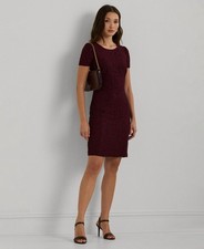 Lauren Ralph Lauren Slim-Fit Cap-Sleeve Sheath Dress Red Size 2 MSRP $195