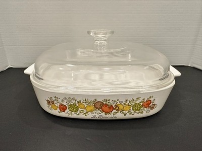 Corning Ware La Romarin Casserole Dish w/ Glass Lid - Spice of Life Pattern, 10 