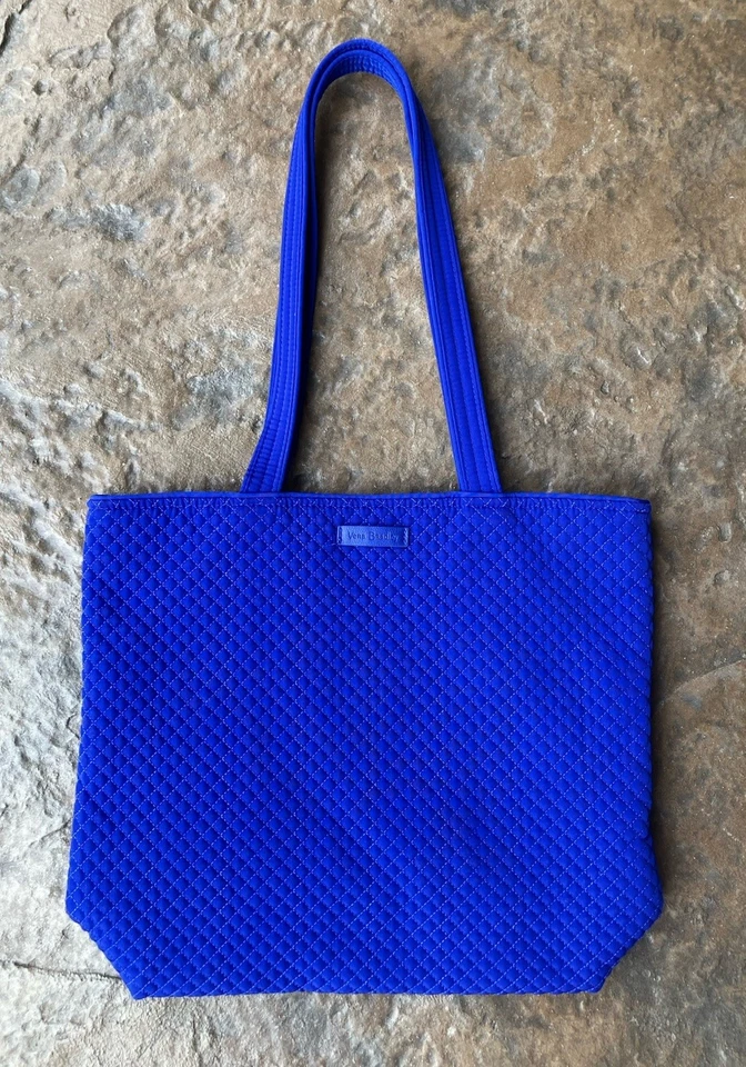 VERA BRADLEY Quilted Microfiber Tote Purse Hand Shoulder Bag Shopper Royal Blue - Image 2 of 4