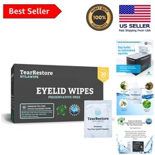 Tea Tree HylaWipe Eyelid Wipes (30 Count) - Gentle Relief for Irritated Eyes