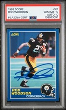 1989 Score Rod Woodson Rookie Auto PSA 10 Auto 10 PSA/DNA Steelers RC HOF CB