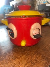 Vintage Japan Cooking Pot Tin Plastic Trademark Toys Battery Operated READ